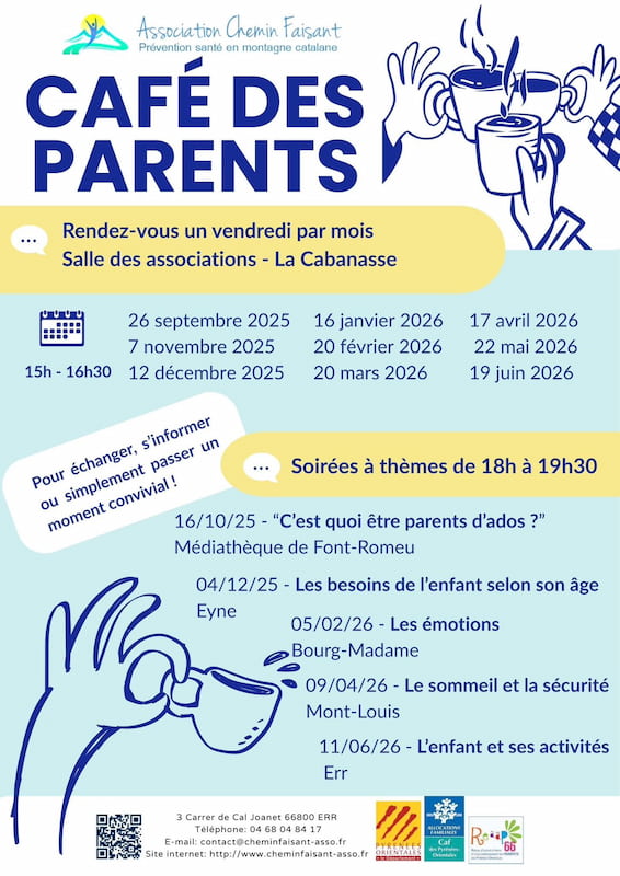Programmation Café des parents et soirées à thèmes Chemin Faisant