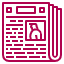Icône d'un journal en rose représentant les actualités.