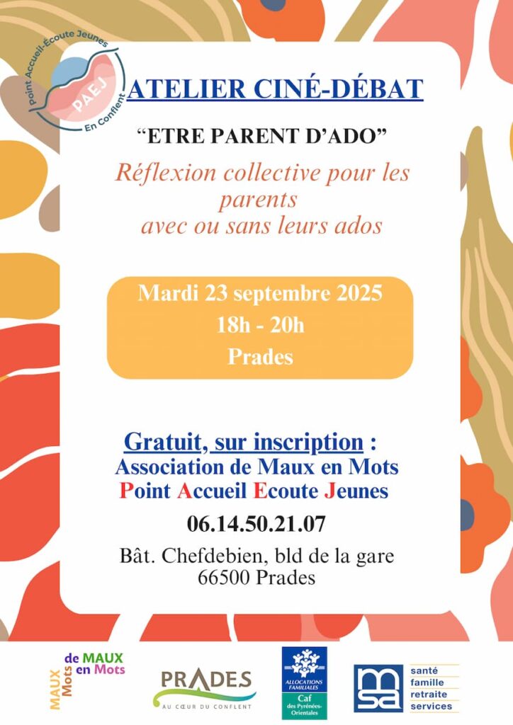 Soirée pour les parents d'ado à Prades le 23 septembre 2025 sur inscription