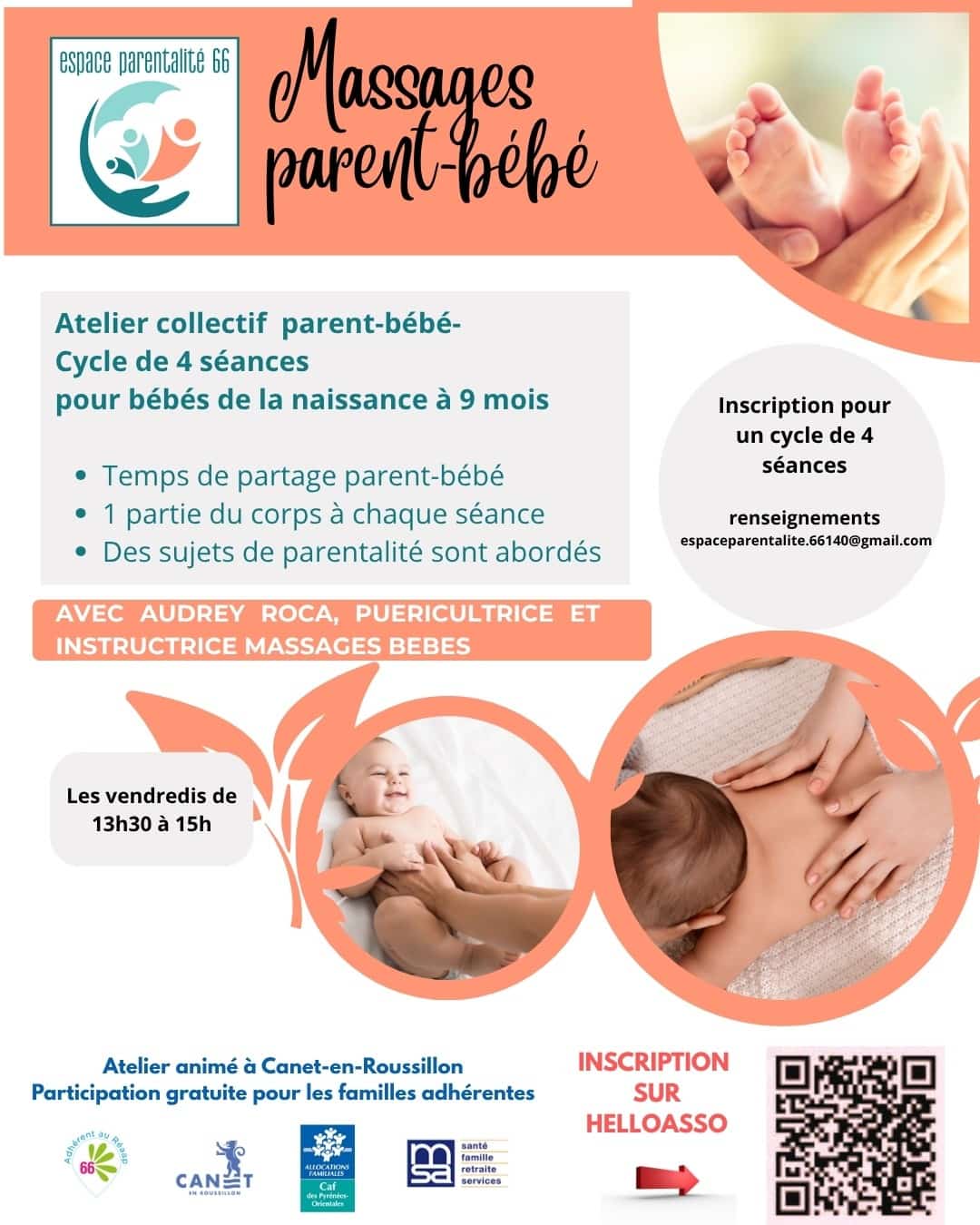 Flyer de l'action massage-bebe