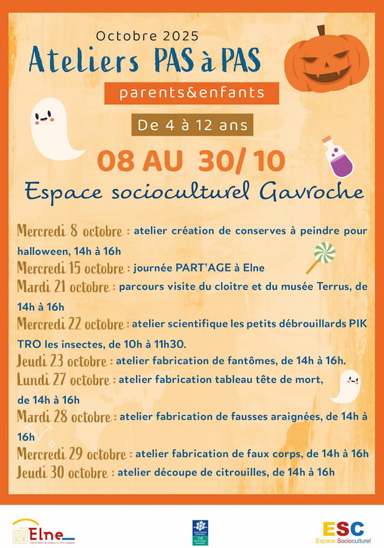 Programme d'octobre des ateliers parents-enfants Pas à Pas