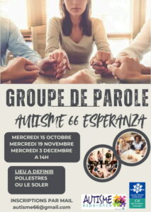 Affiche groupe de parole Autisme 66 Espéranza