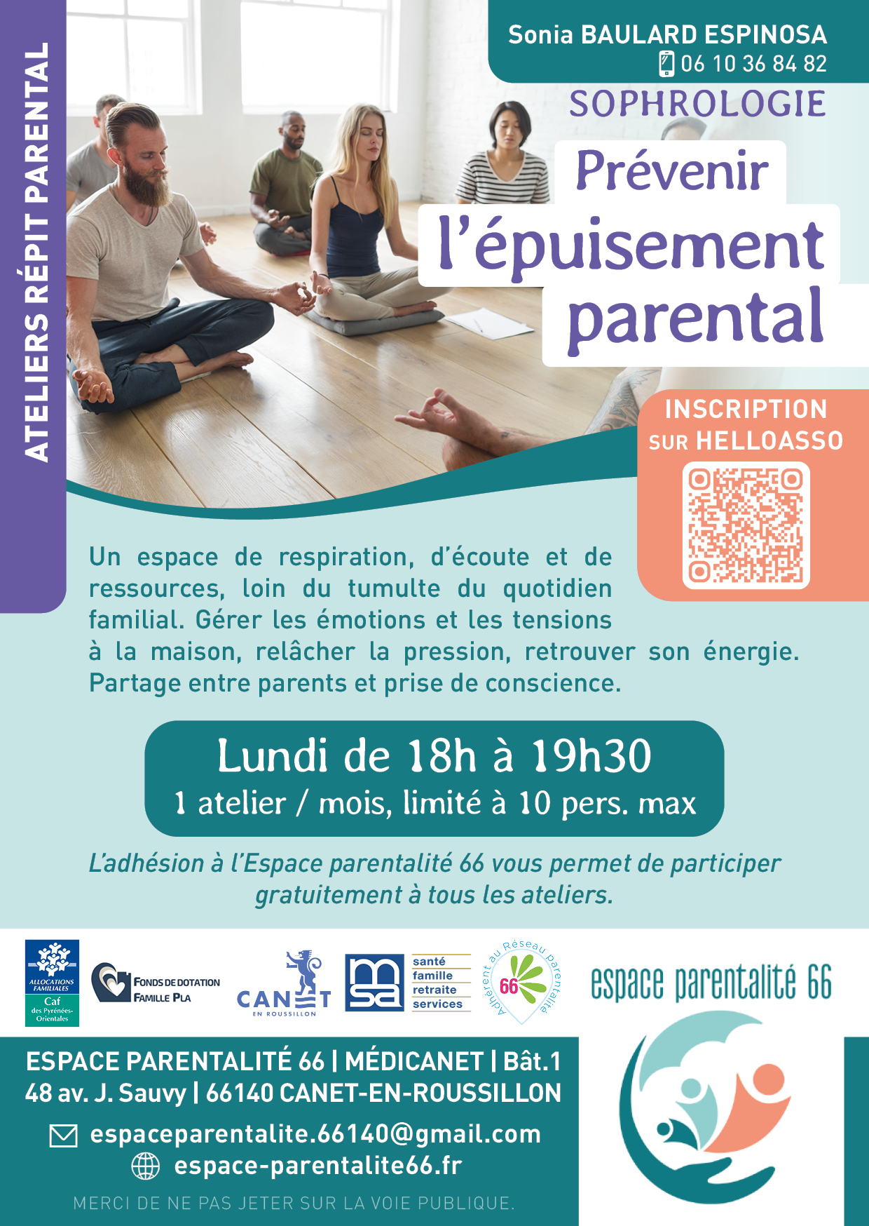 Affiche Ateliers prévenir l'épuisement parental