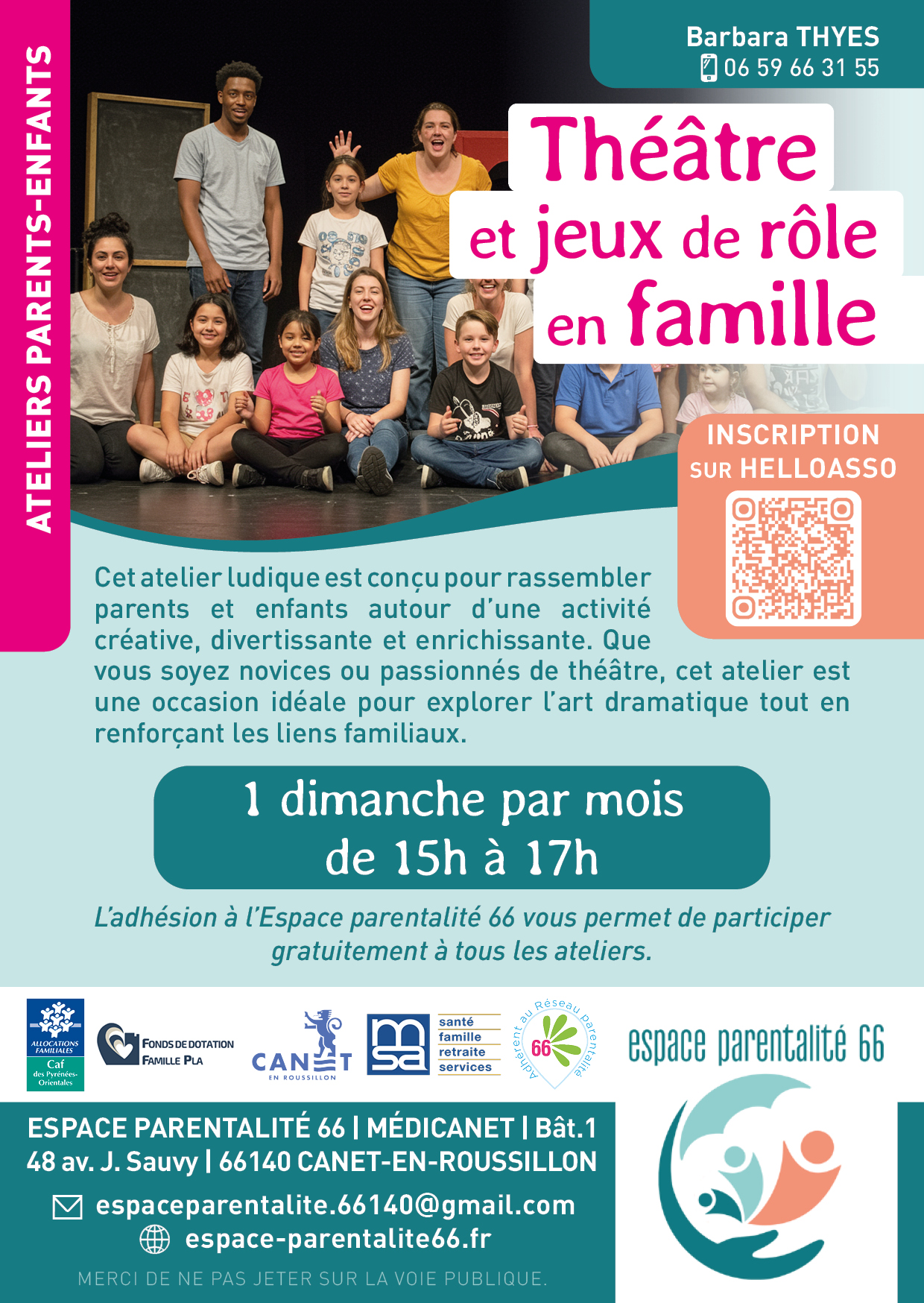 Affiche Ateliers théâtre et jeux de rôles en famille