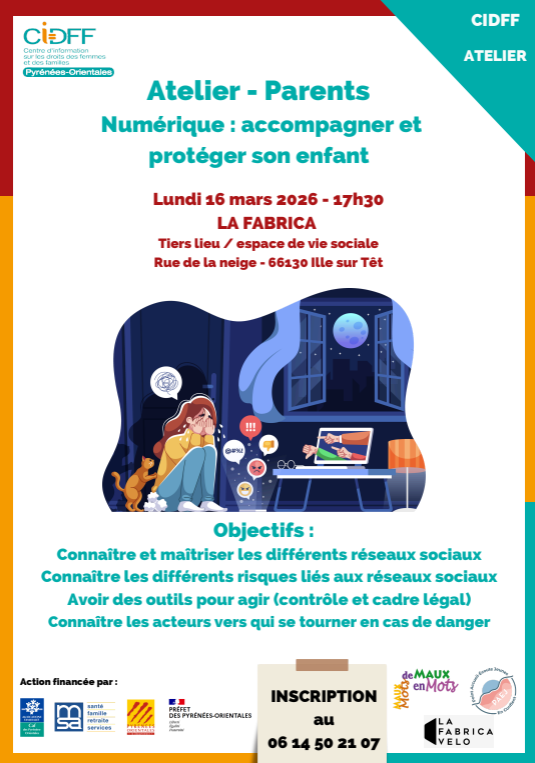 Affiche atelier parents numérique Ille sur tet 16-03