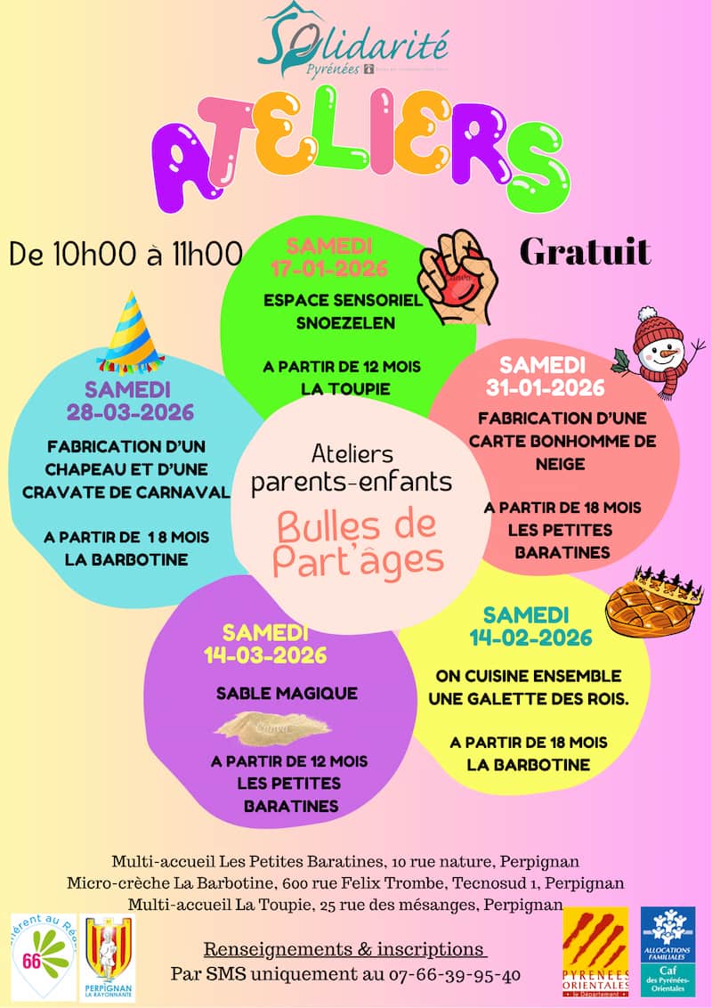 Programme des ateliers Bulles de partage 2026 1er semestre