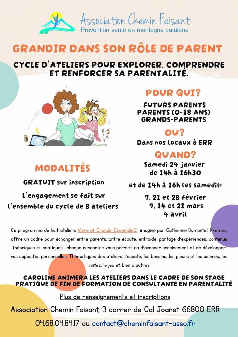 Affiche session Grandir dans son role de parent - Chemin faisant à Err 1er trimestre