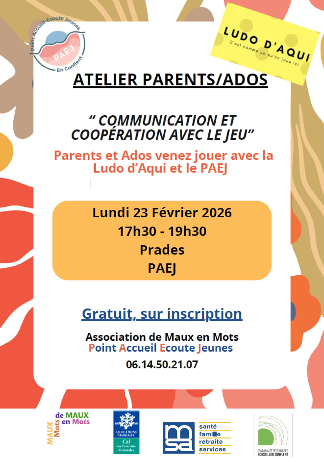 Affiche communication et coopération avec le jeu Prades 23-02-26