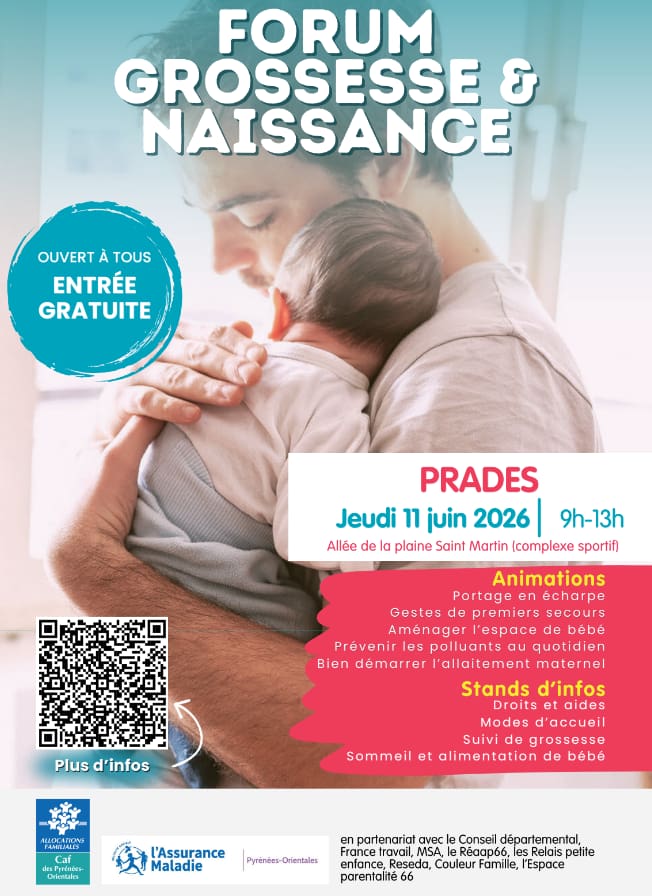 Afffiche forum grossesse et naissance à Prades le 11 juin 2026