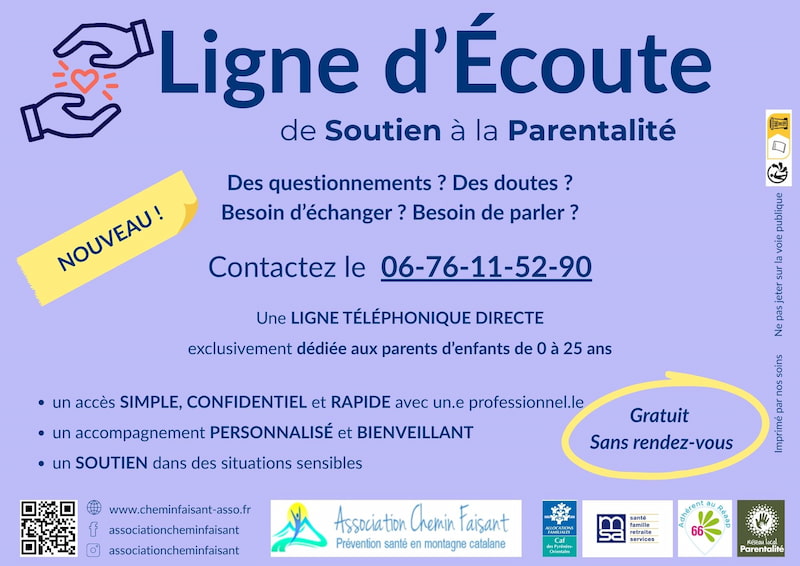 Affiche ligne d'écoute parentalité Chemin faisant