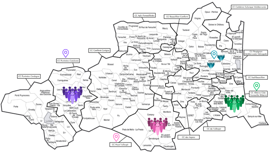 Carte des territoires couverts par un réseau local parentalité dans les PO 