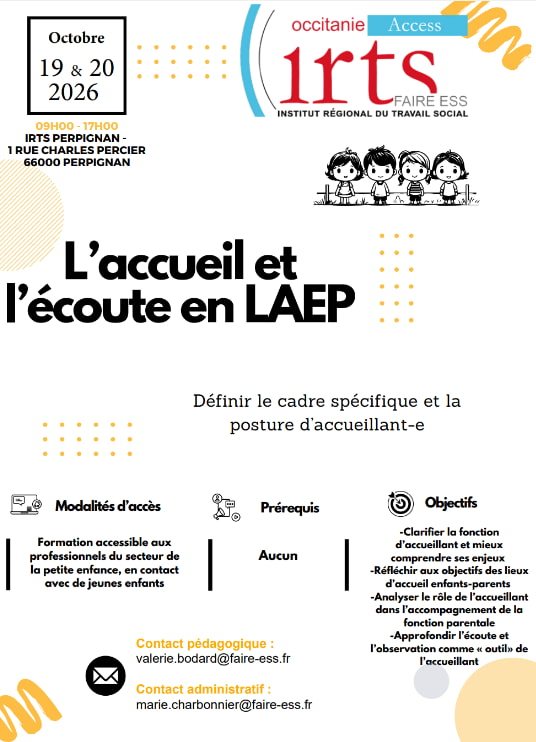 Affiche formation Accueil en Laep - octobre 26 - IRTS